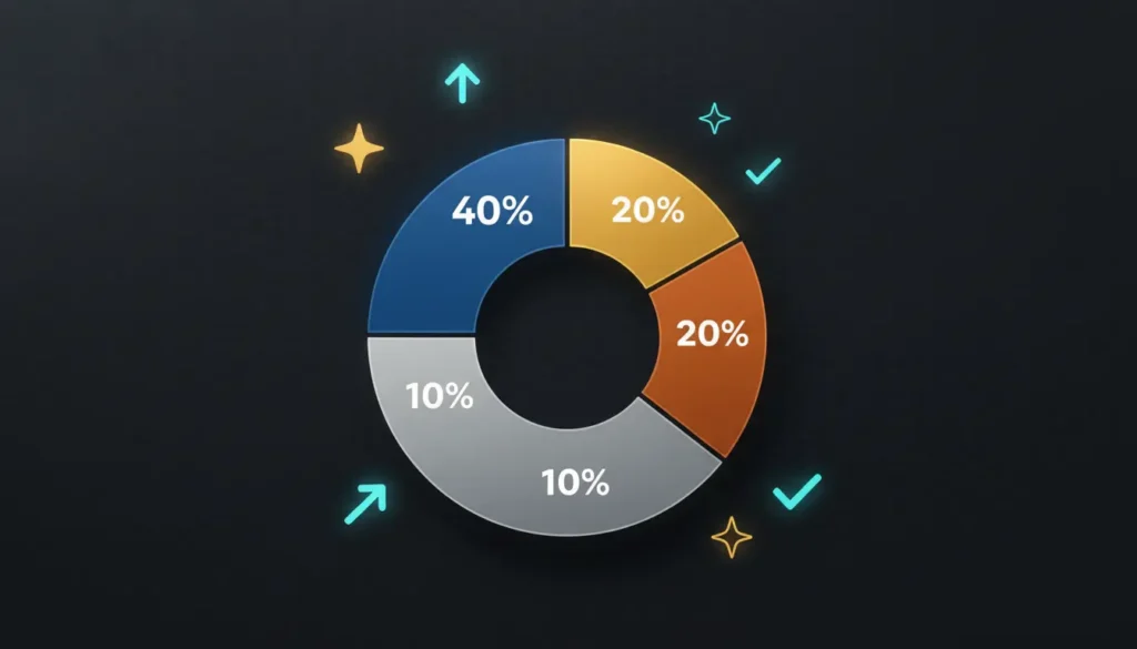 Portfolio distribution diagram of bets on the Champions League winner with percentage ratio