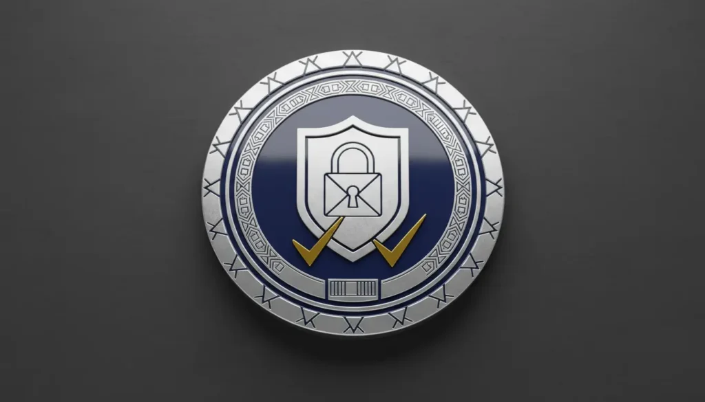 GDPR compliance badge with cookie icon and checkmarks showing data protection standards