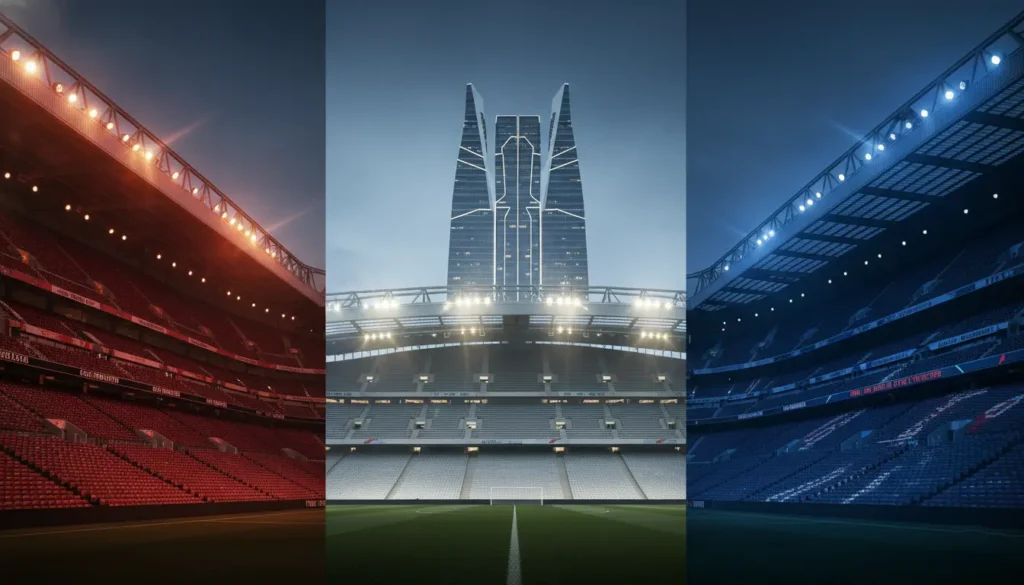 Panoramic views of the Champions League favourites' stadiums - Anfield, Bernabéu and Parc des Princes