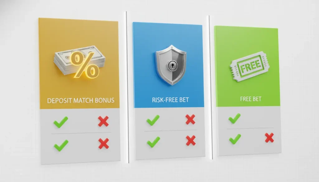 Comparison of different welcome bonus types for sports betting