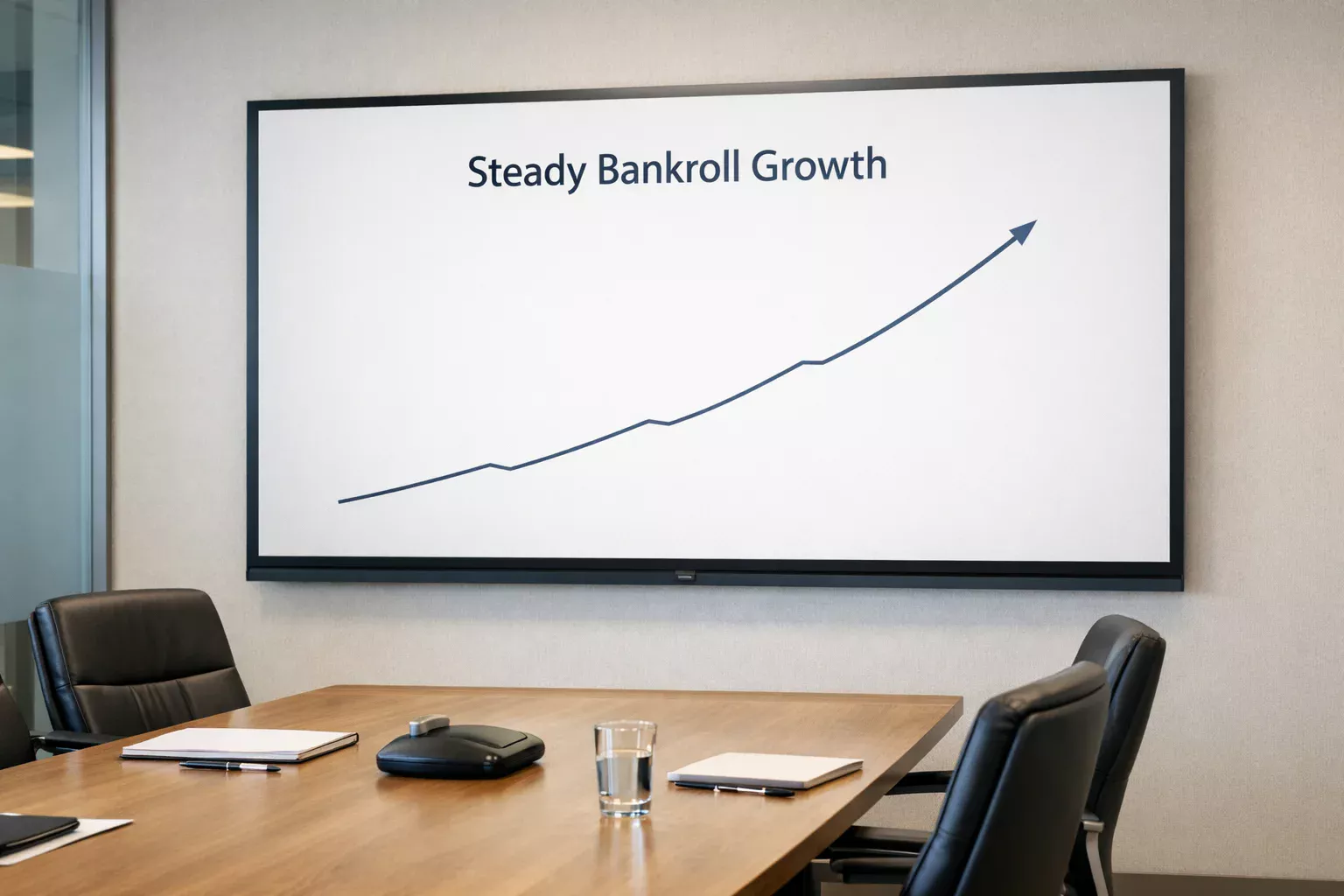 Line graph showing upward trending growth curve on a clean presentation screen